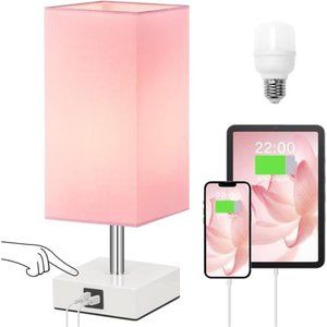 Touch Control TableLamp with USB A+C Charging Ports,3Way Touch Lamps Beside Desk